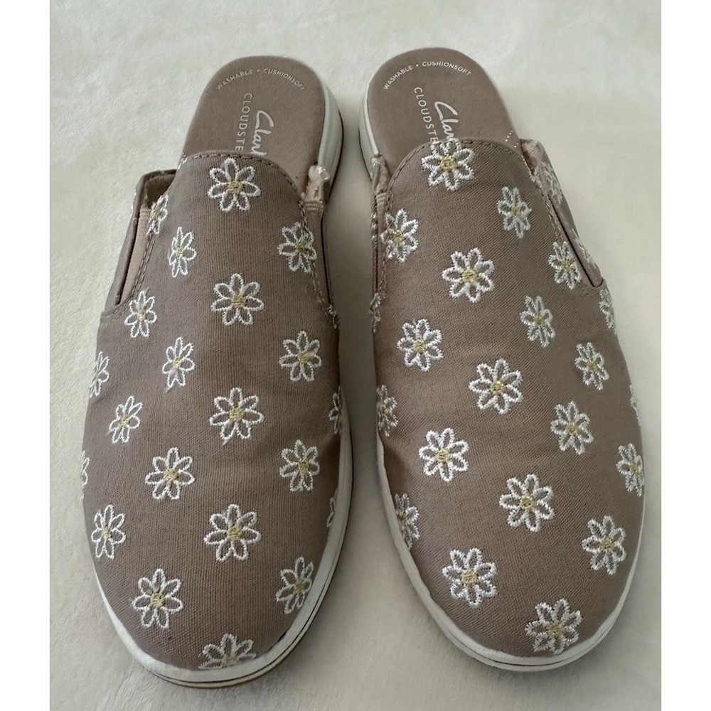 Clark's Cloudsteppers Womens Embroidered Fabric Slip-On Mule Sneakers Size 7.5